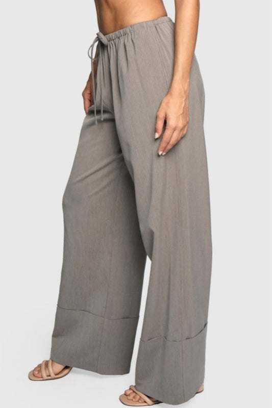 Wide cuff pinstripes drawstring pants