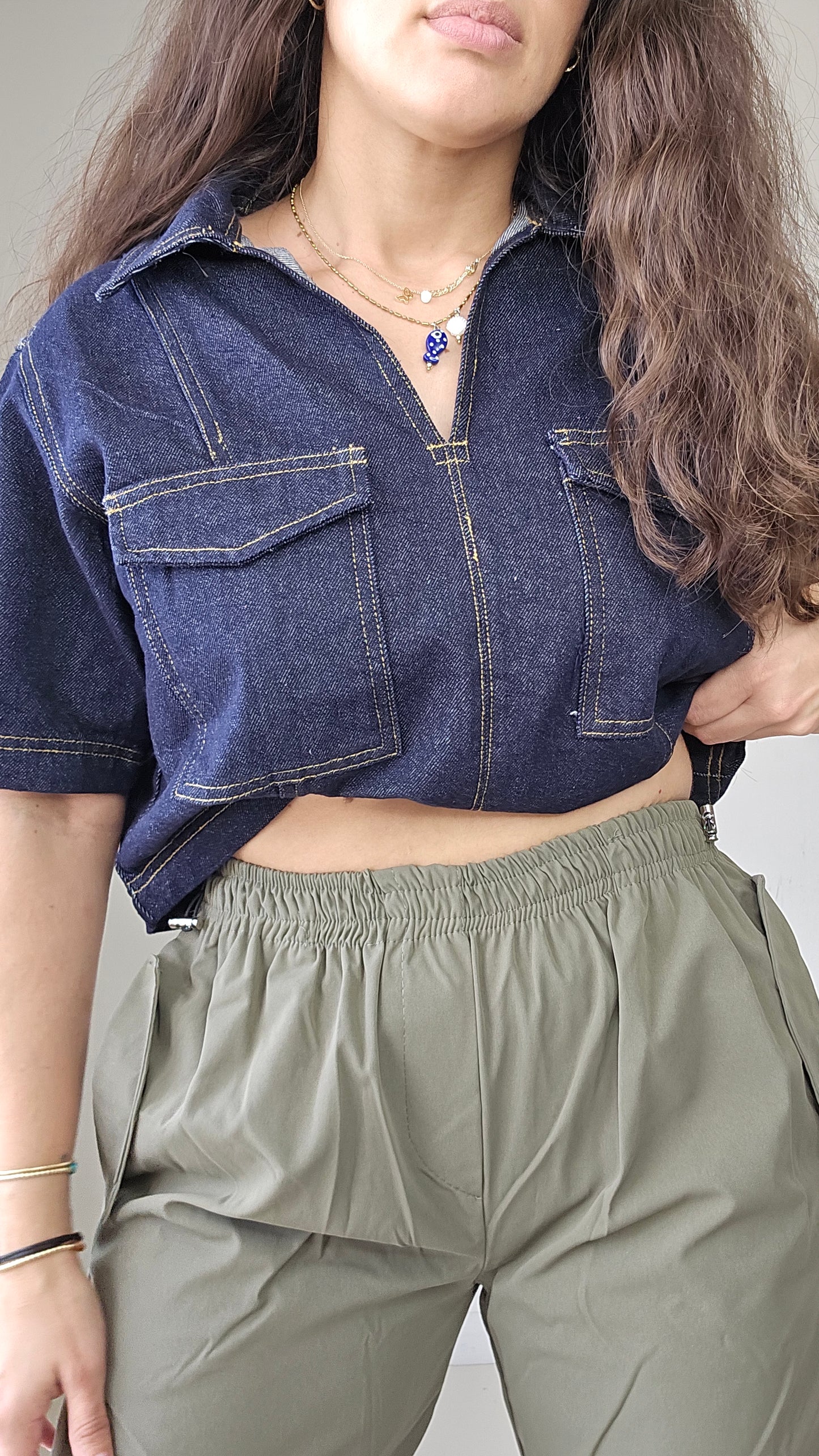 Olive mid rise pants