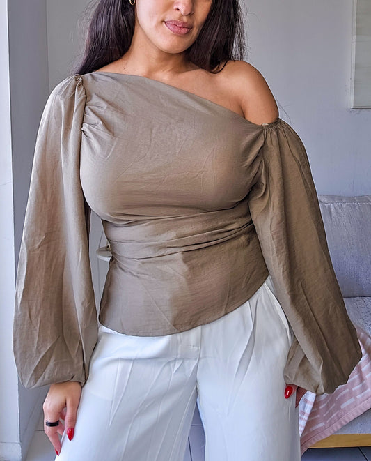 Asymmetrical long sleeve top