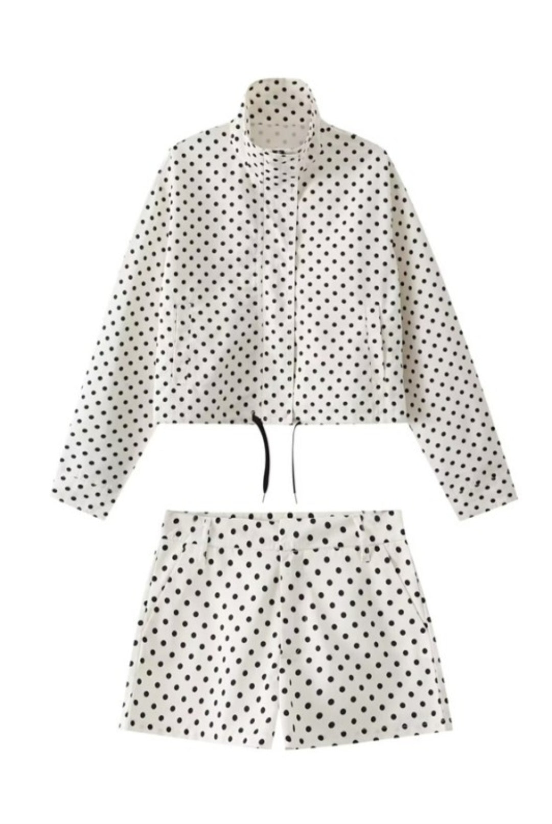 Polka dot Bomber Jacket and shorts set
