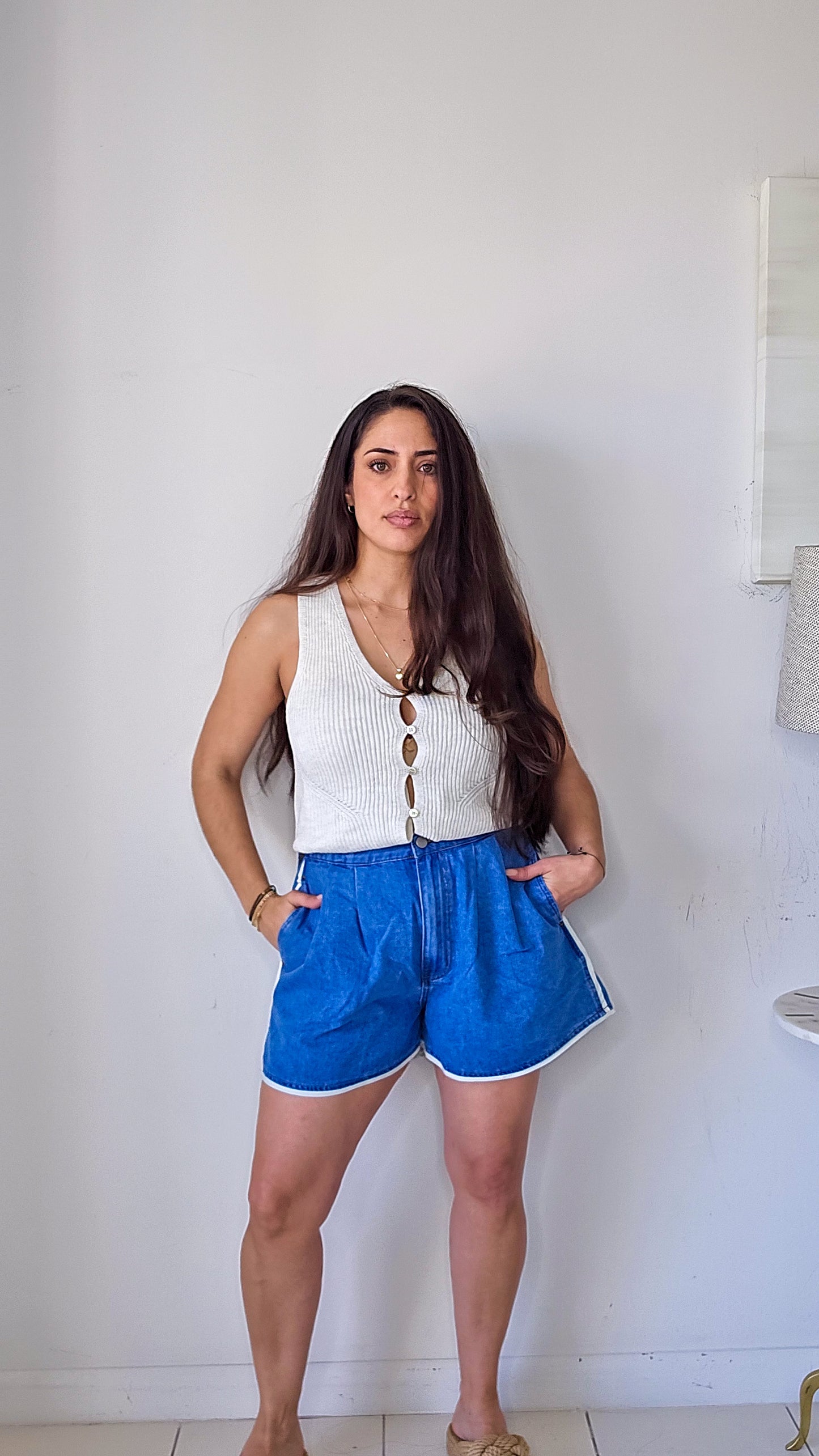 Pleated mini shorts