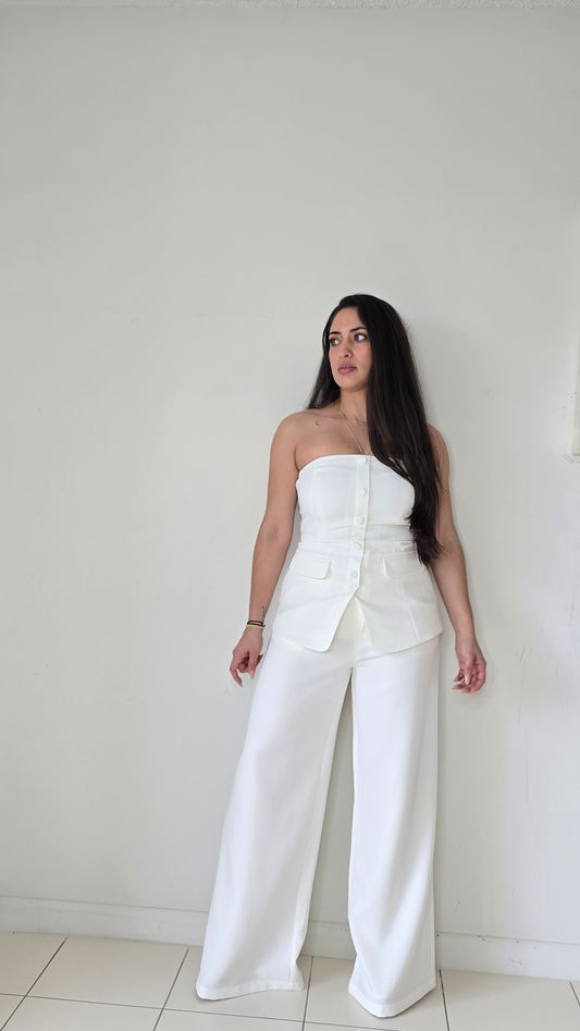 Strapless tube top and pants set