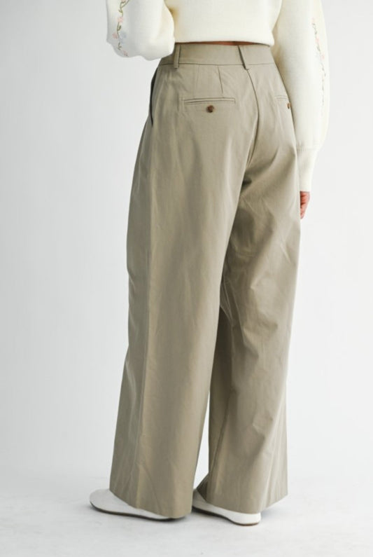 High waist pleated wide leg trousers