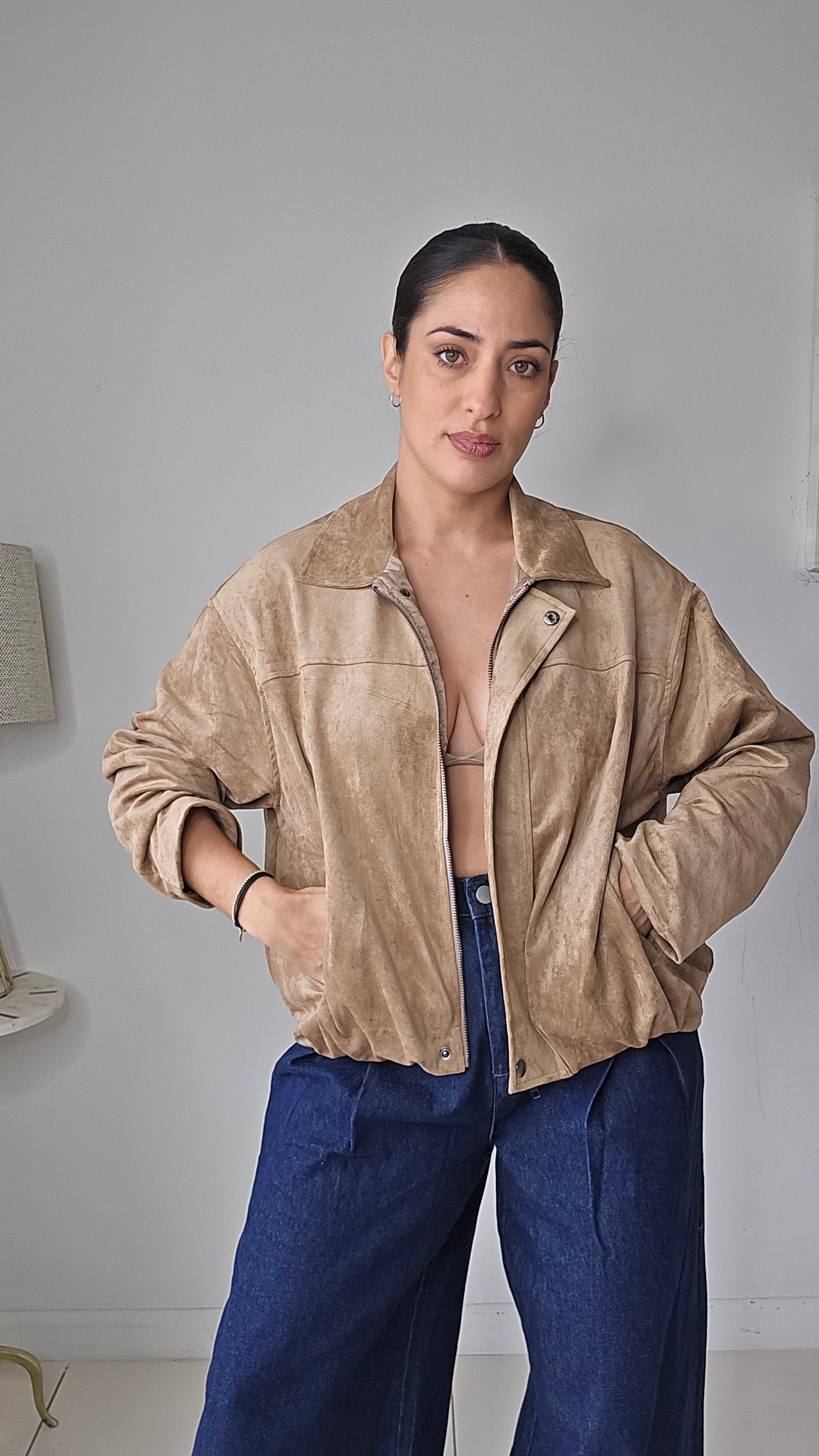 Faux Suede bomber jacket