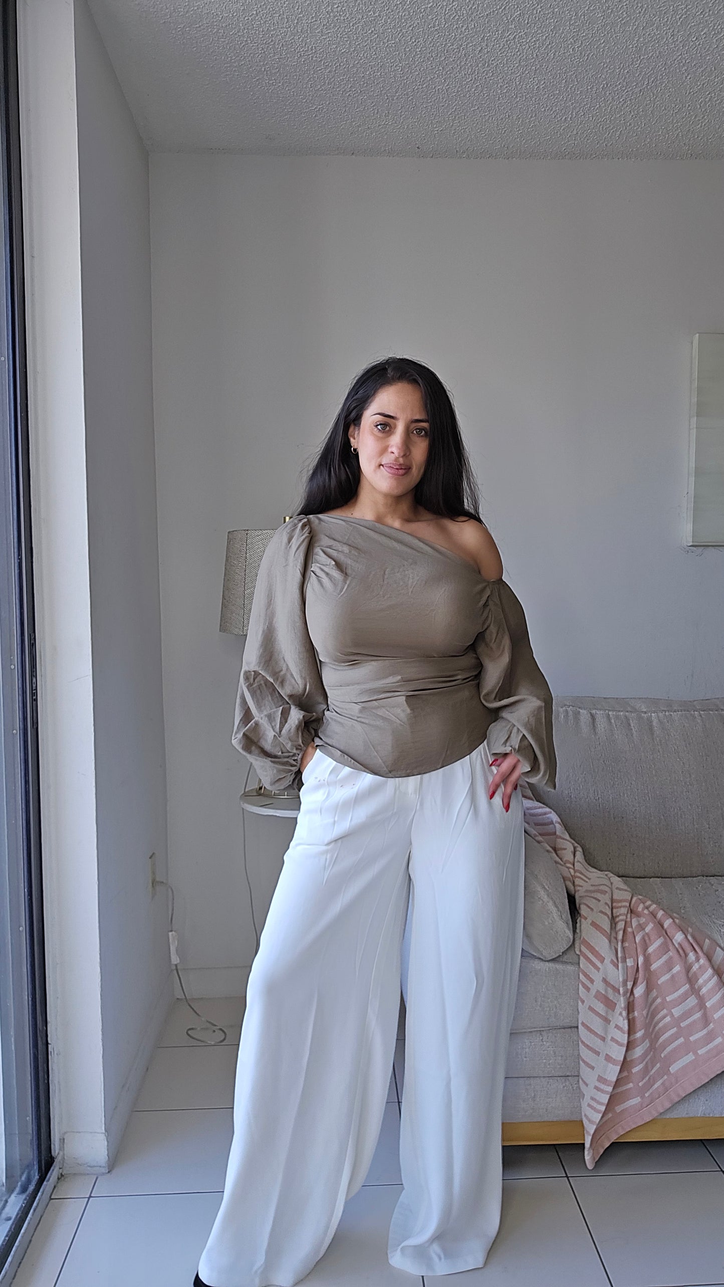 Asymmetrical long sleeve top