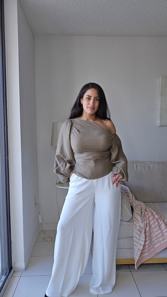 Asymmetrical long sleeve top