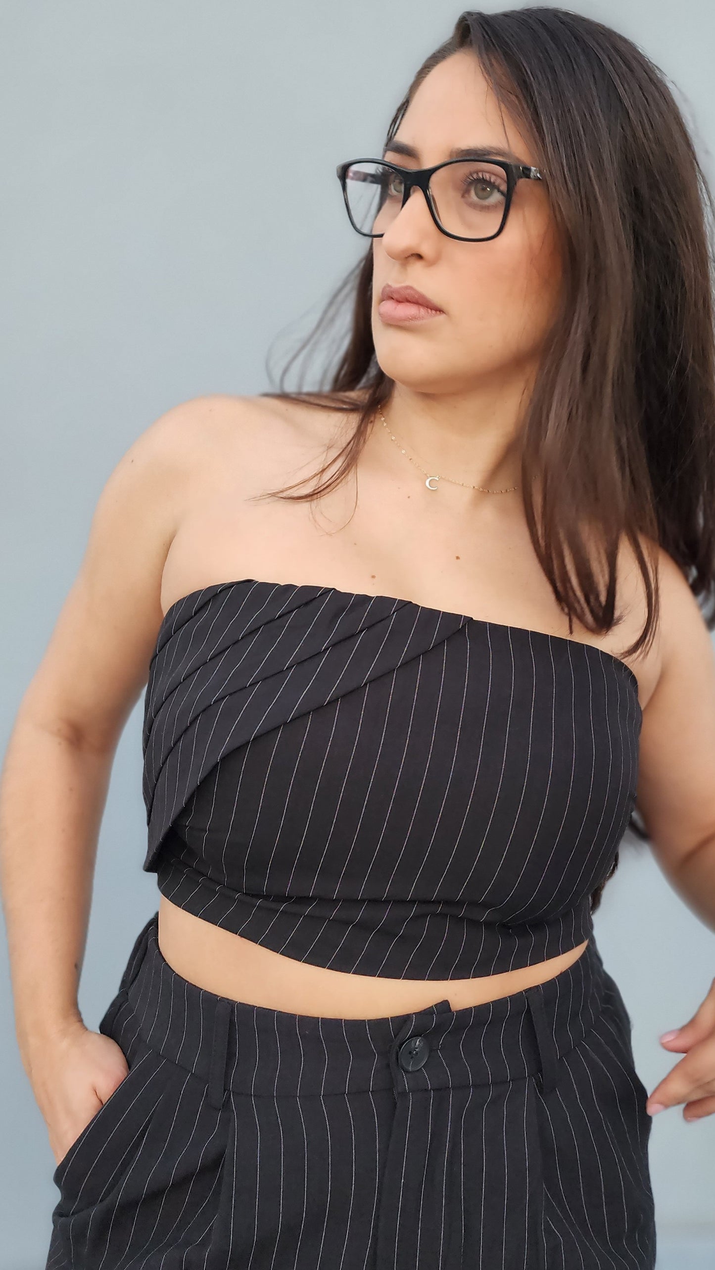 Pinstripes tube top