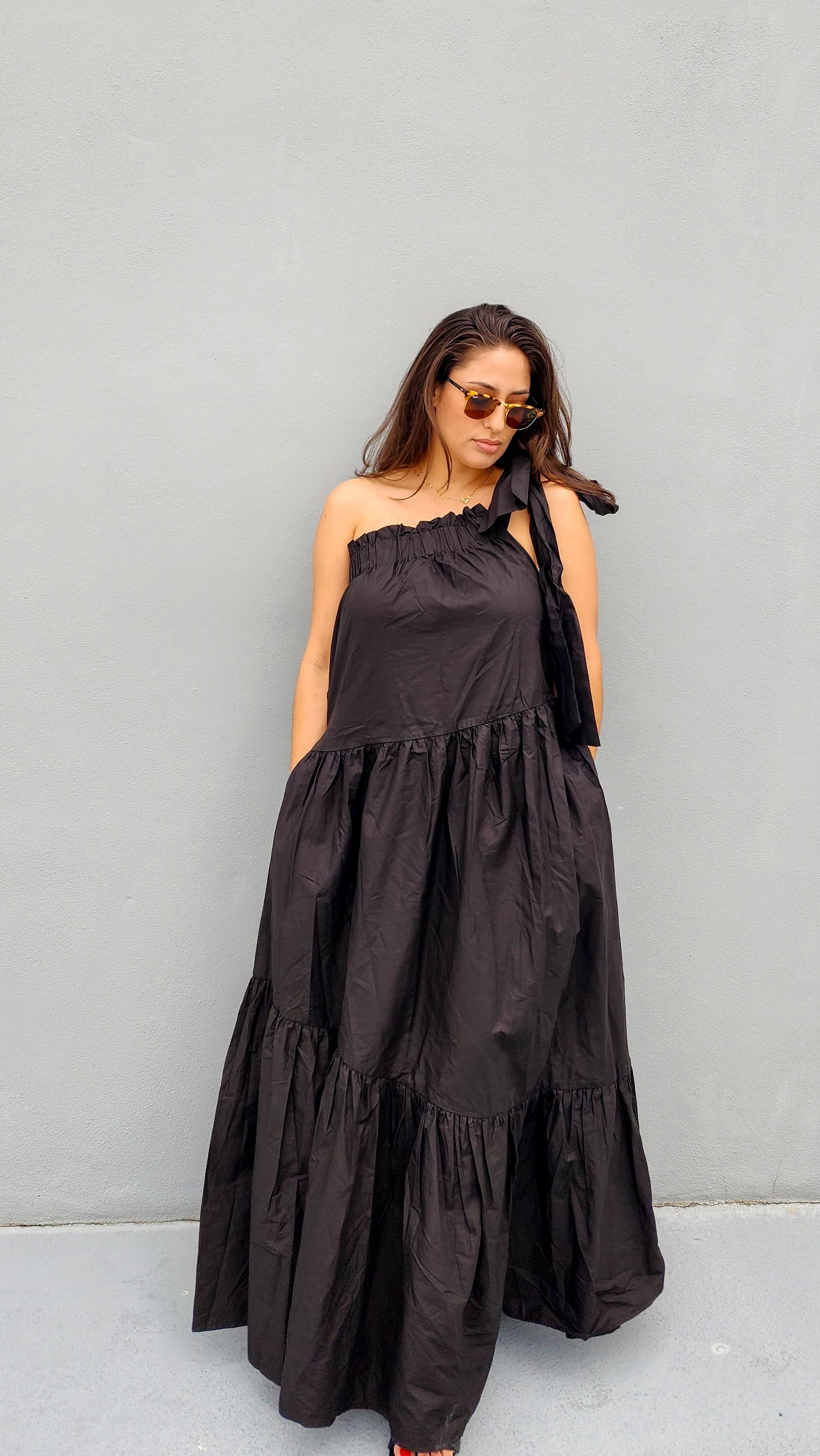 One shoulder maxi dress