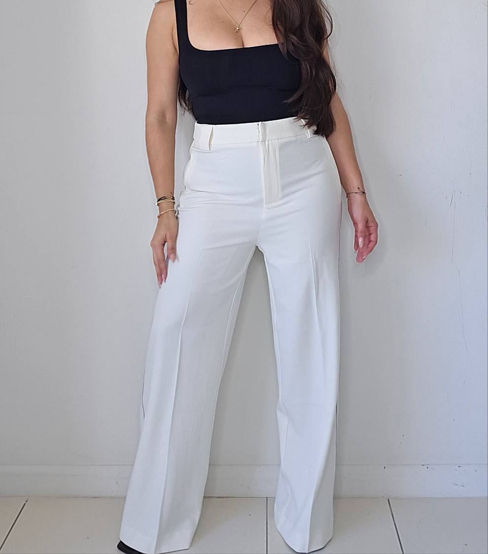 Contrast stitch straight leg trousers [FINAL SALE]