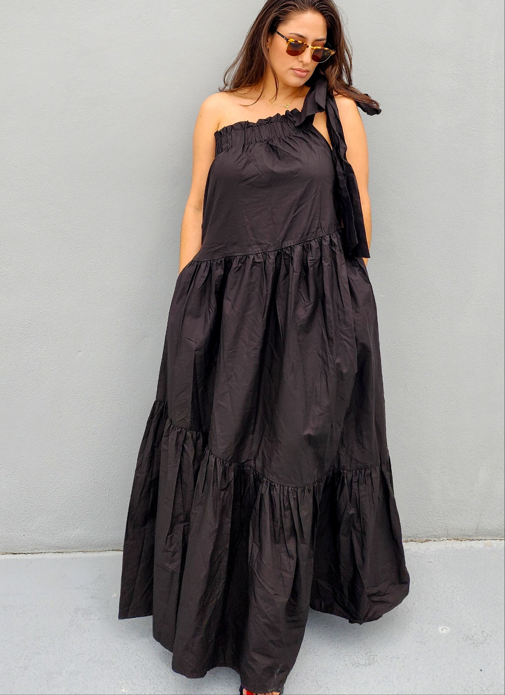 One shoulder maxi dress