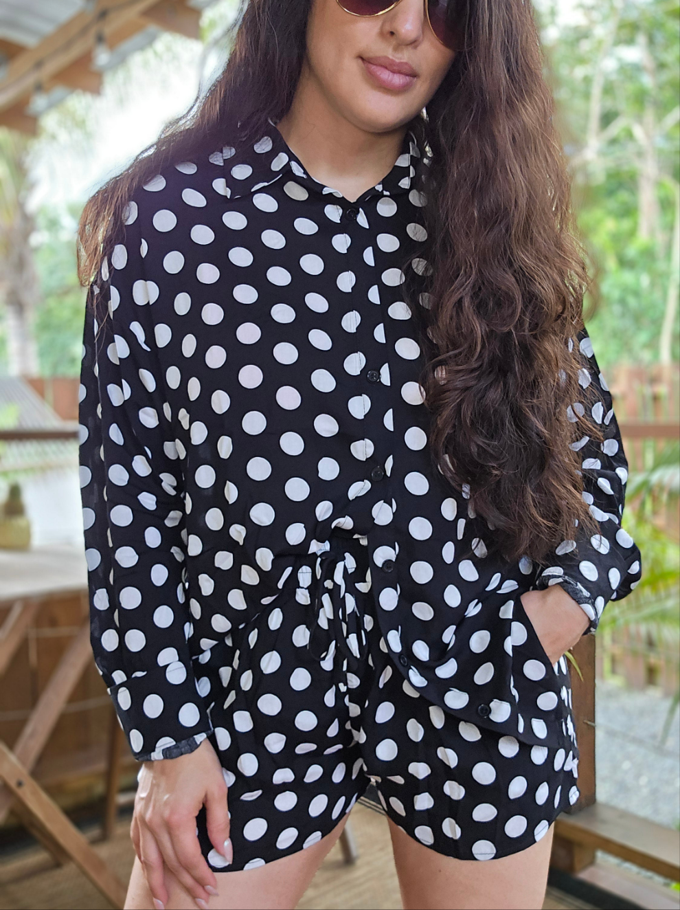 Polkadot shirt and shorts set