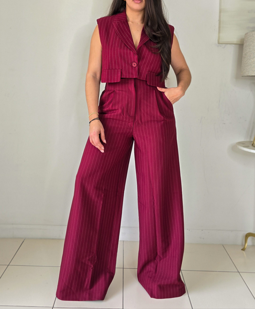 Burgandy pinstripes trousers