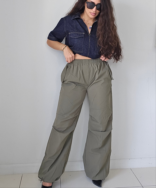 Olive mid rise pants