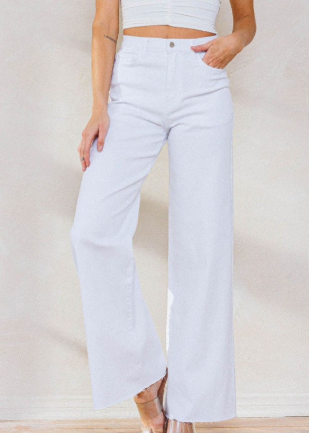 High waisted classic wide leg jeans