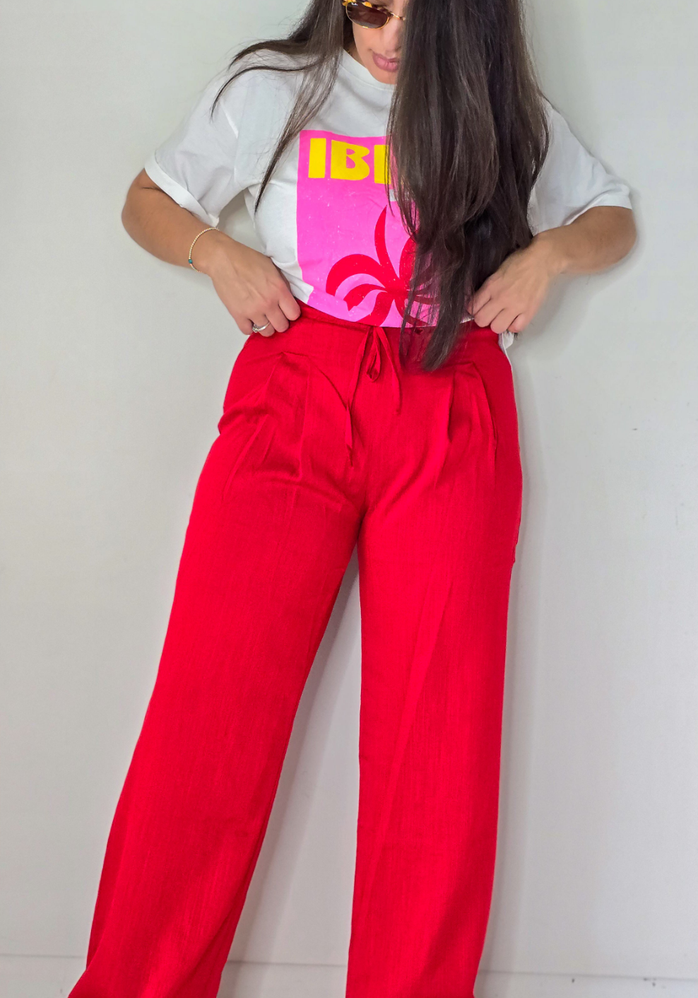 Red drawstring pants