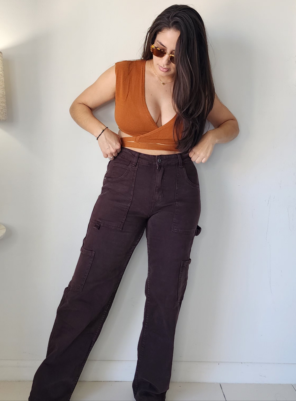 Brown straight leg jeans