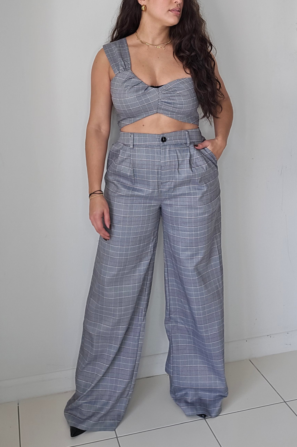 Grey Plaid trousers