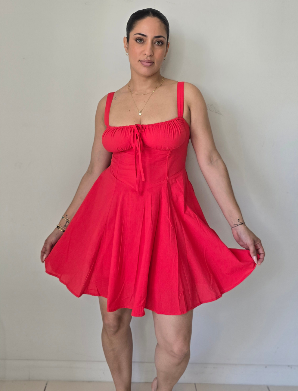 Bustier bodice mini dress