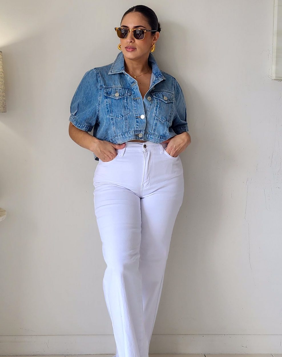 High waisted classic wide leg jeans