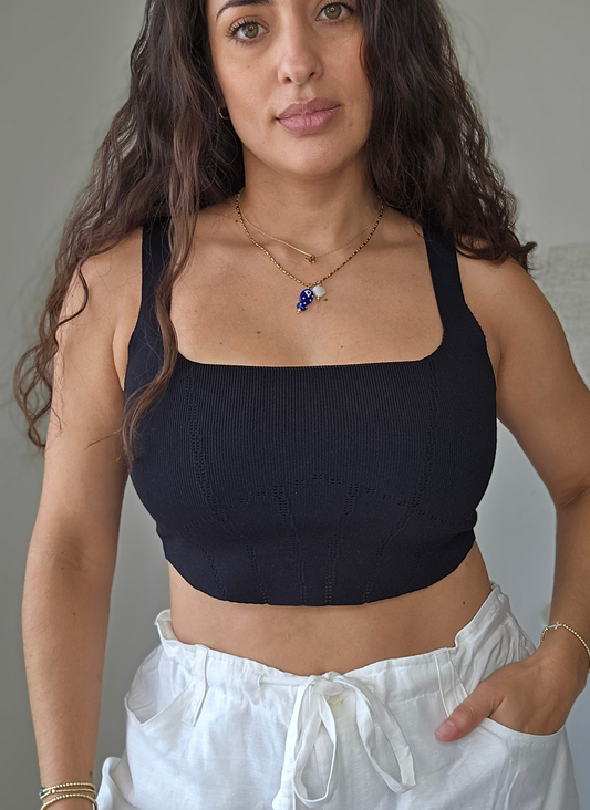 Croset crop knit top