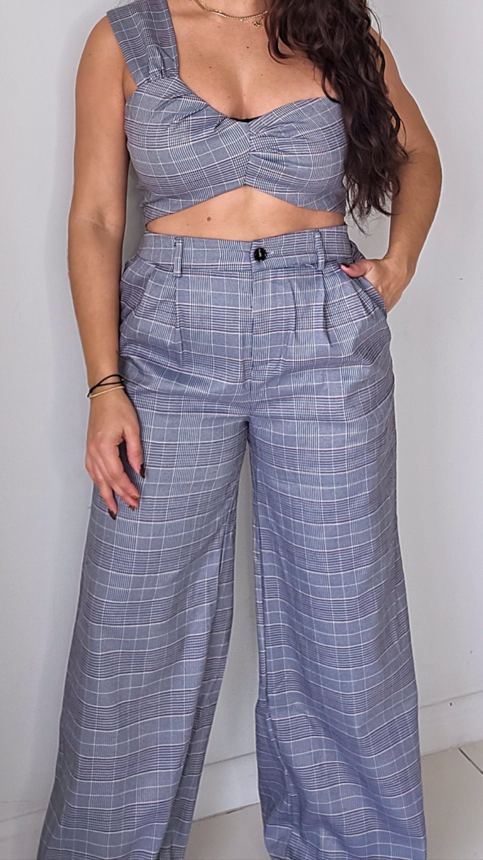 Grey Plaid trousers