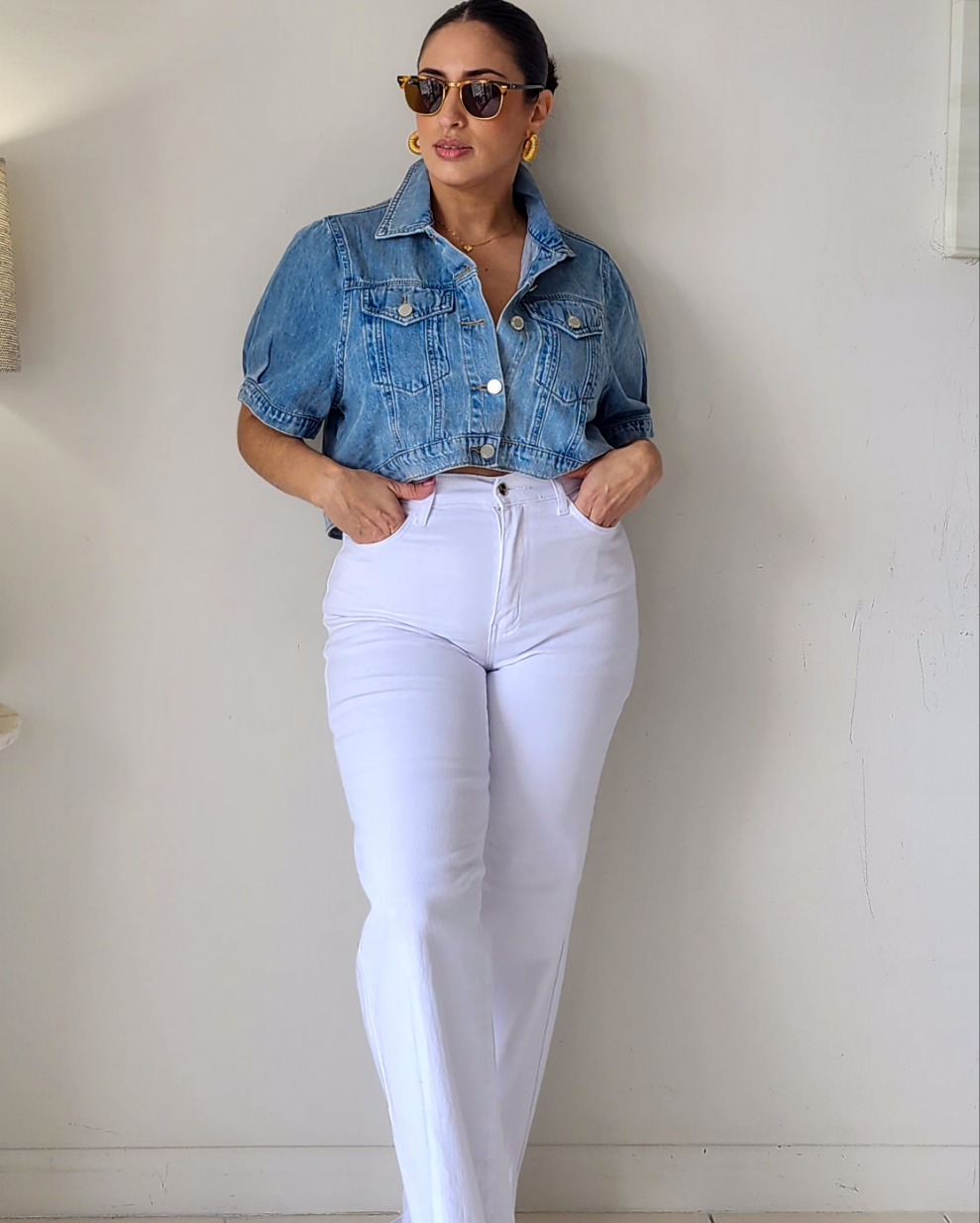 High waisted classic wide leg jeans