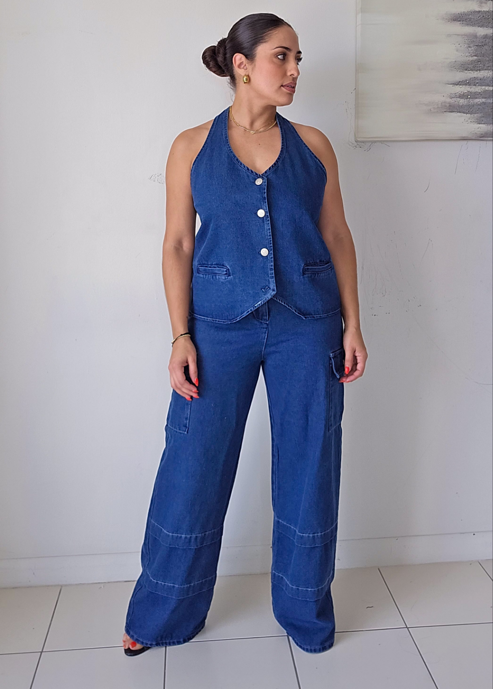 Dark denim top and pants set