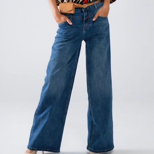 Flare jeans with stitching detail