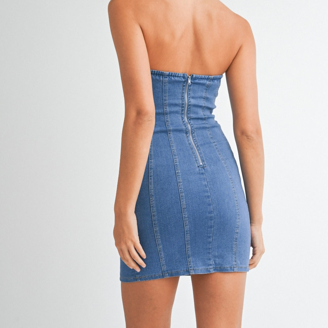 Rosette denim dress