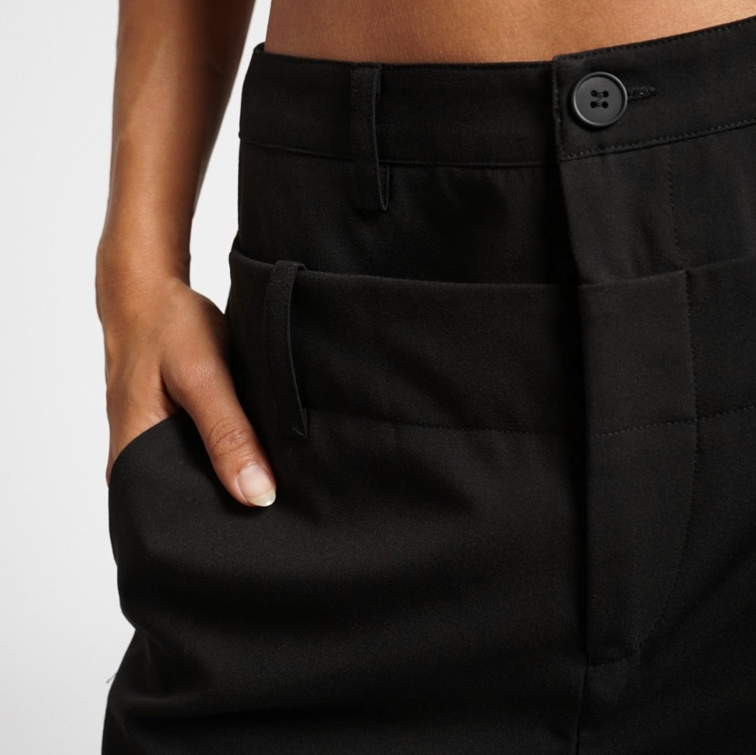 Black double layer trousers