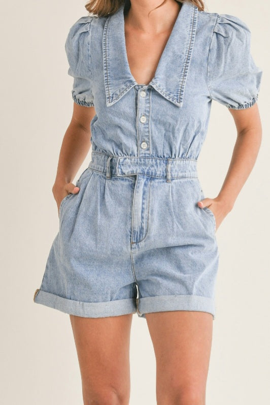 Light denim romper