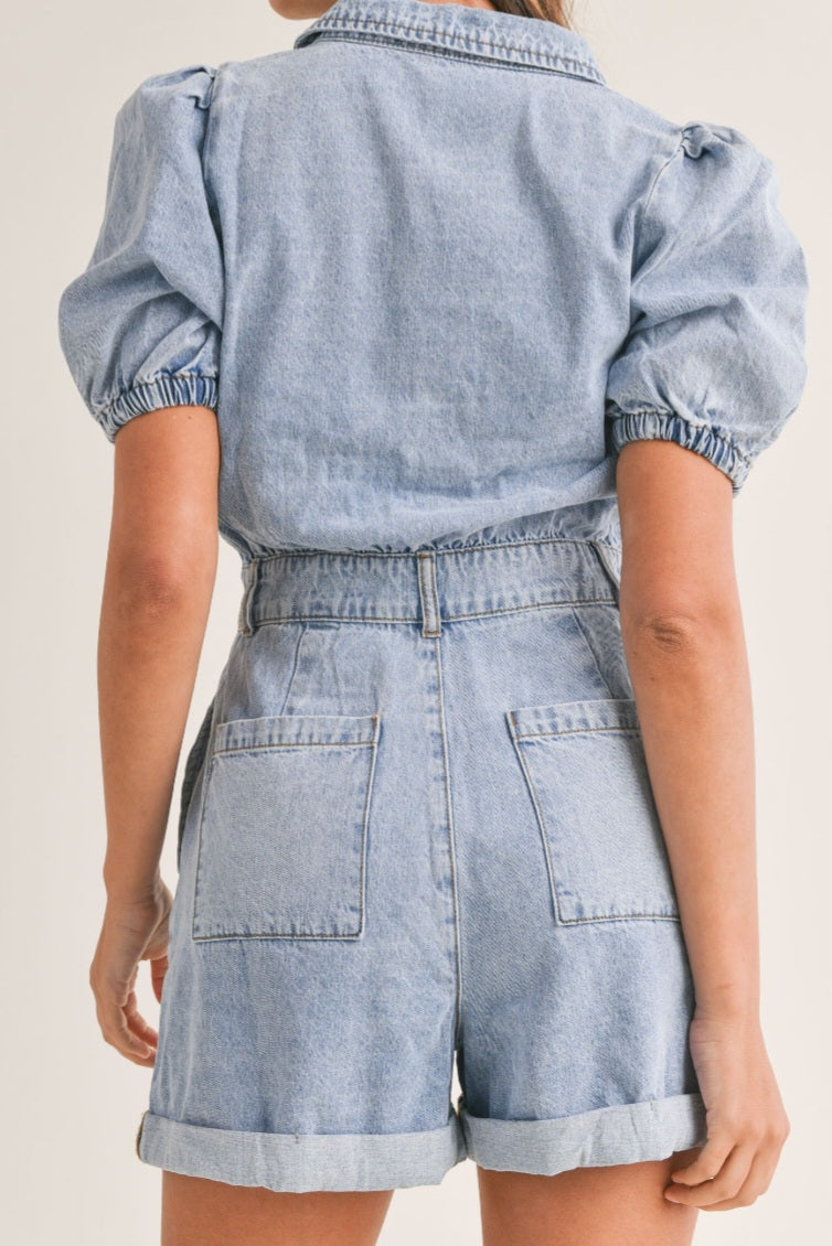 Light denim romper