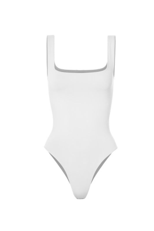 White square neck bodysuit