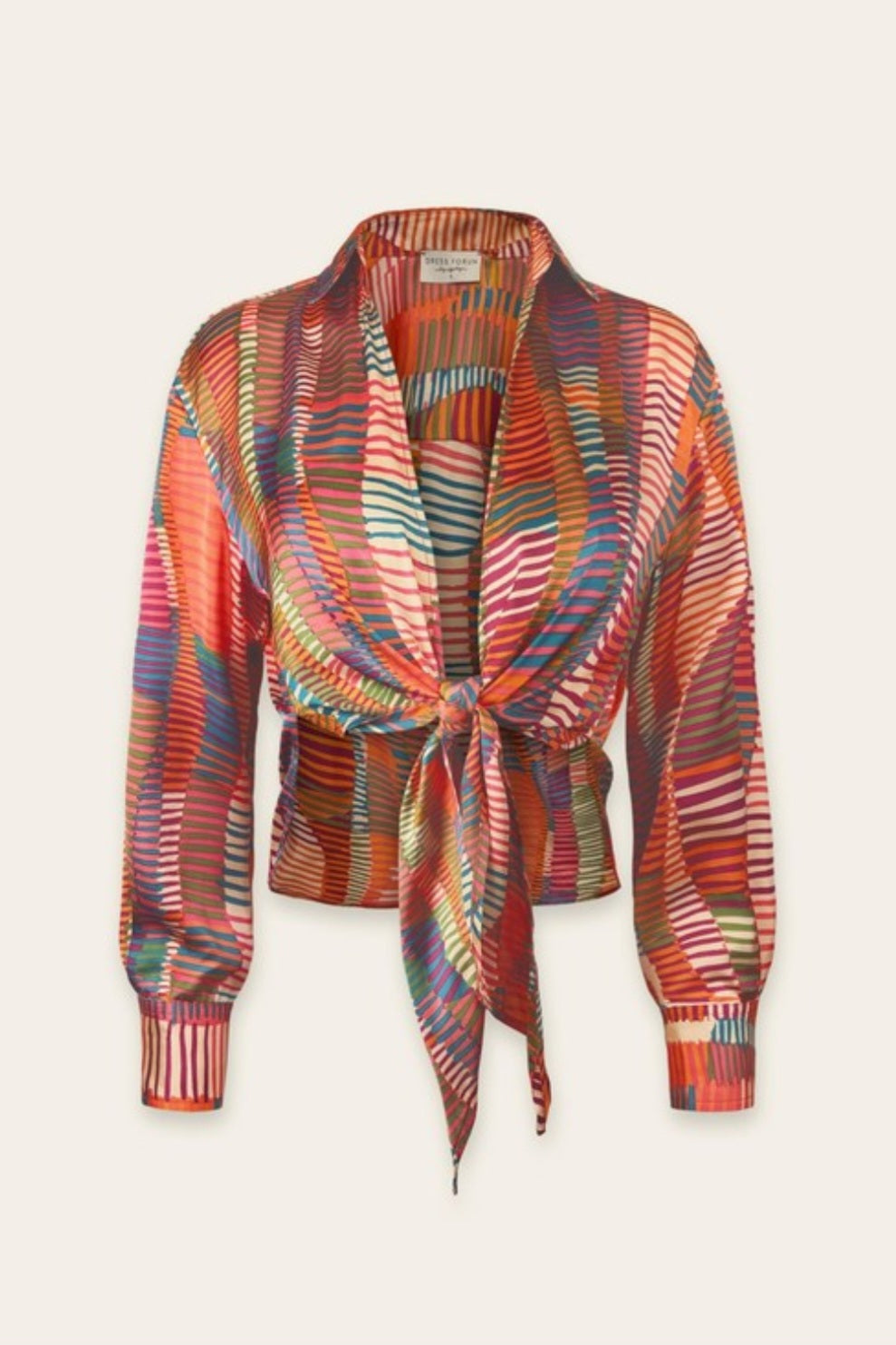 Printed satin long sleeve shirt