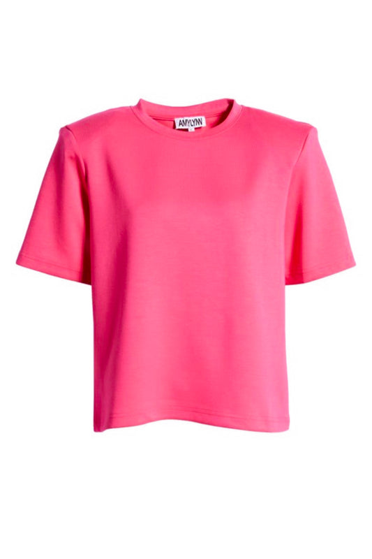 T-shirt top with padded shoulders