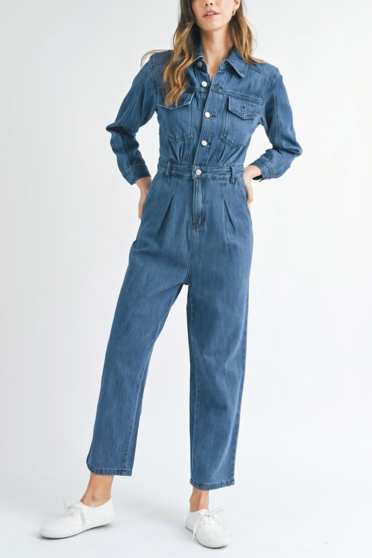 Denim straight leg jumpsuit [read description]