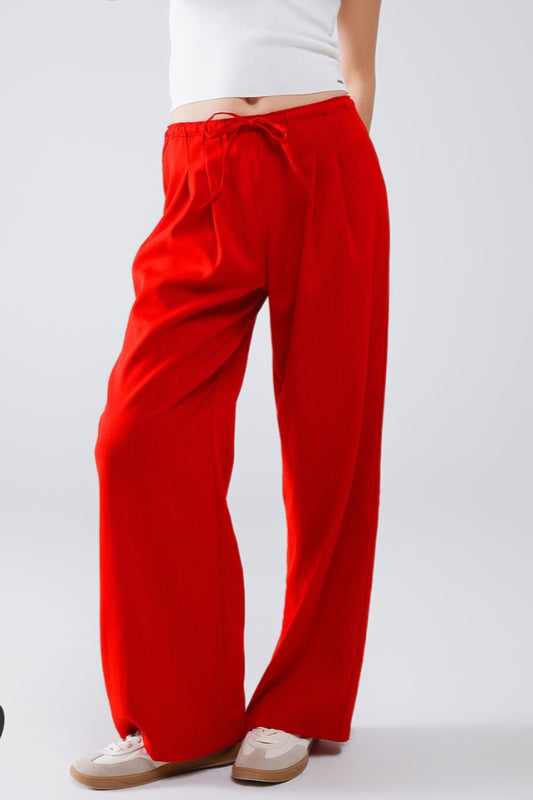 Red drawstring pants