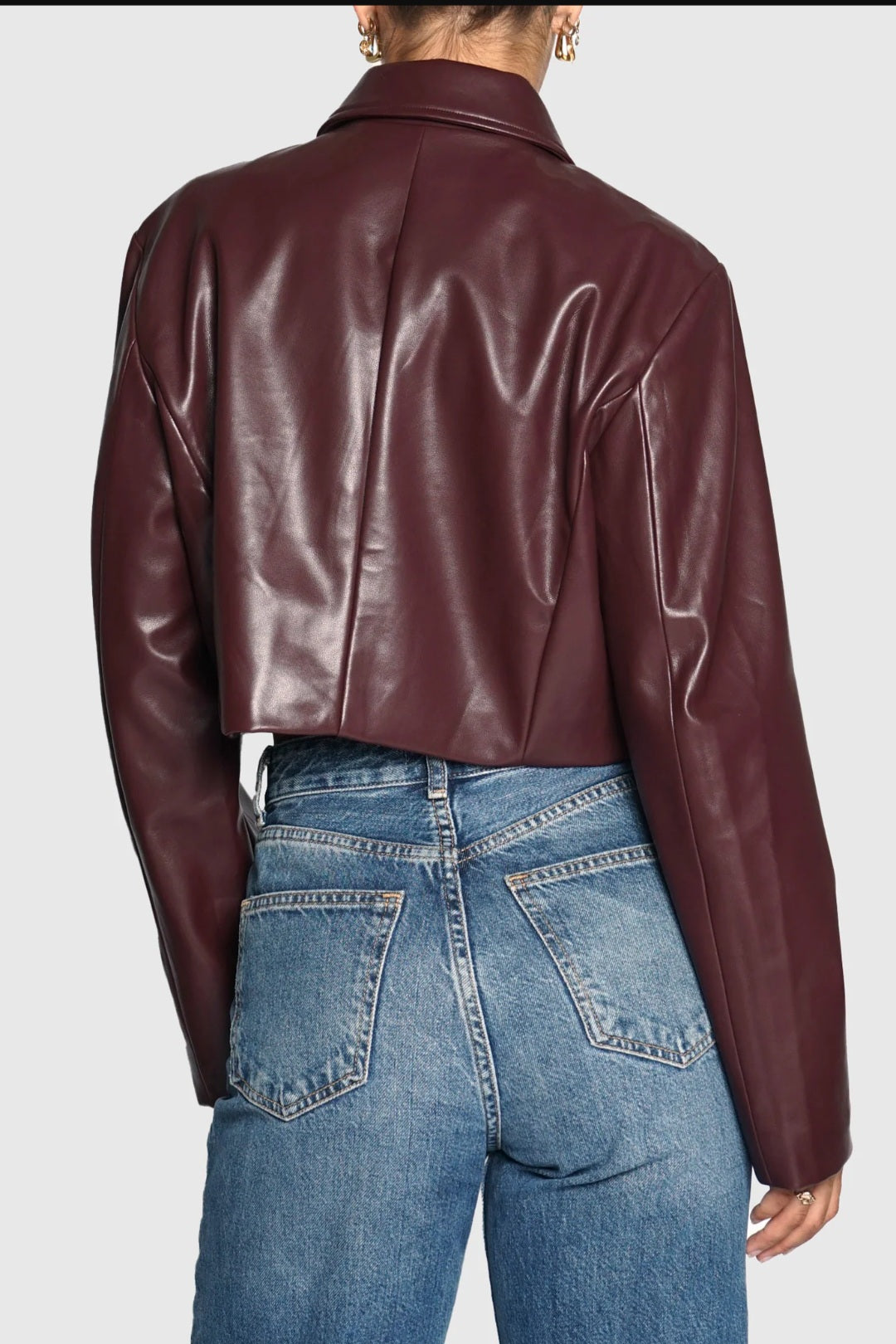 Leather crop jacket