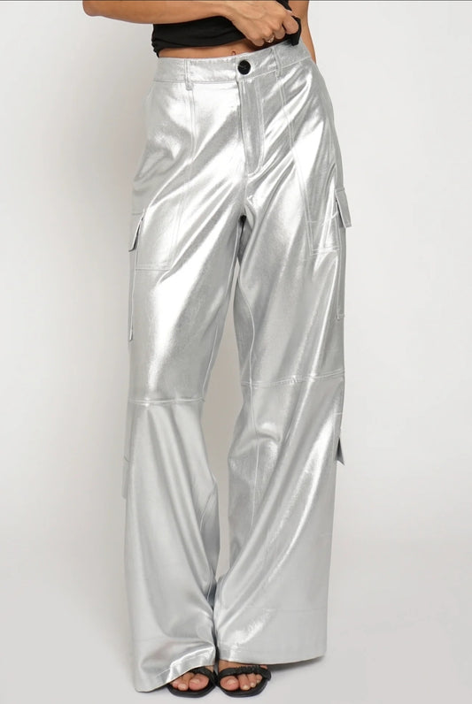 Metallic cargo pants