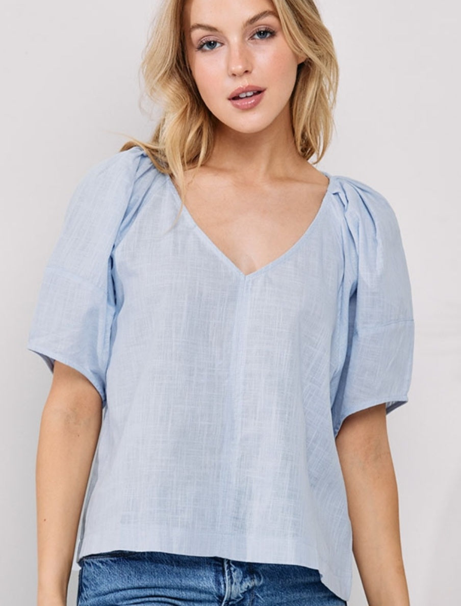 Blue linen top