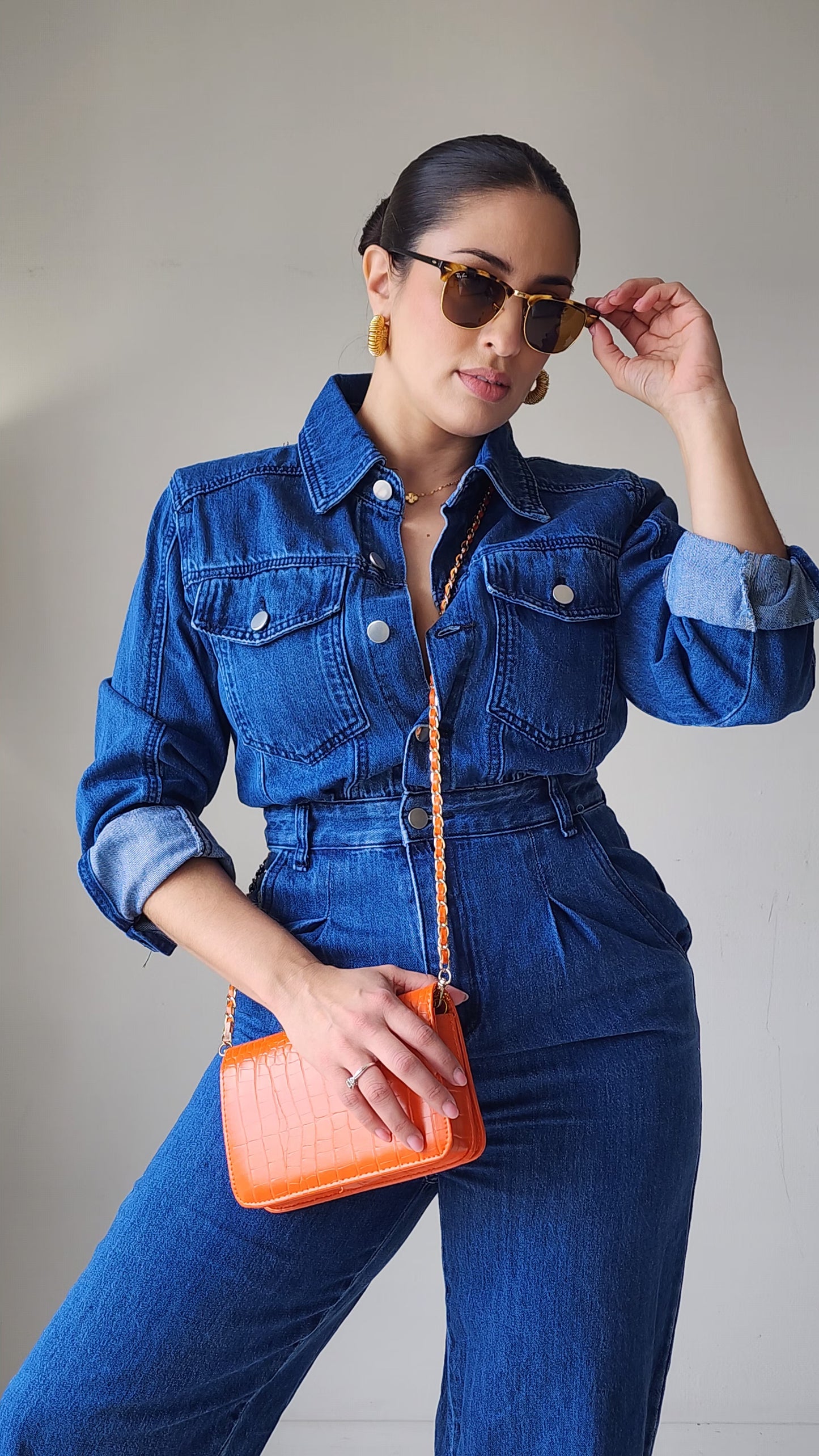 Denim straight leg jumpsuit [read description]