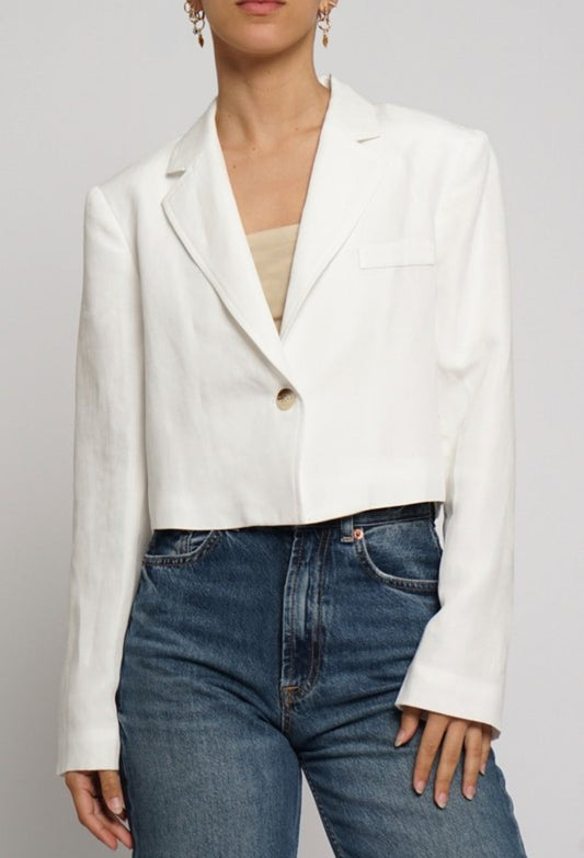 Cropped boxy linen jacket
