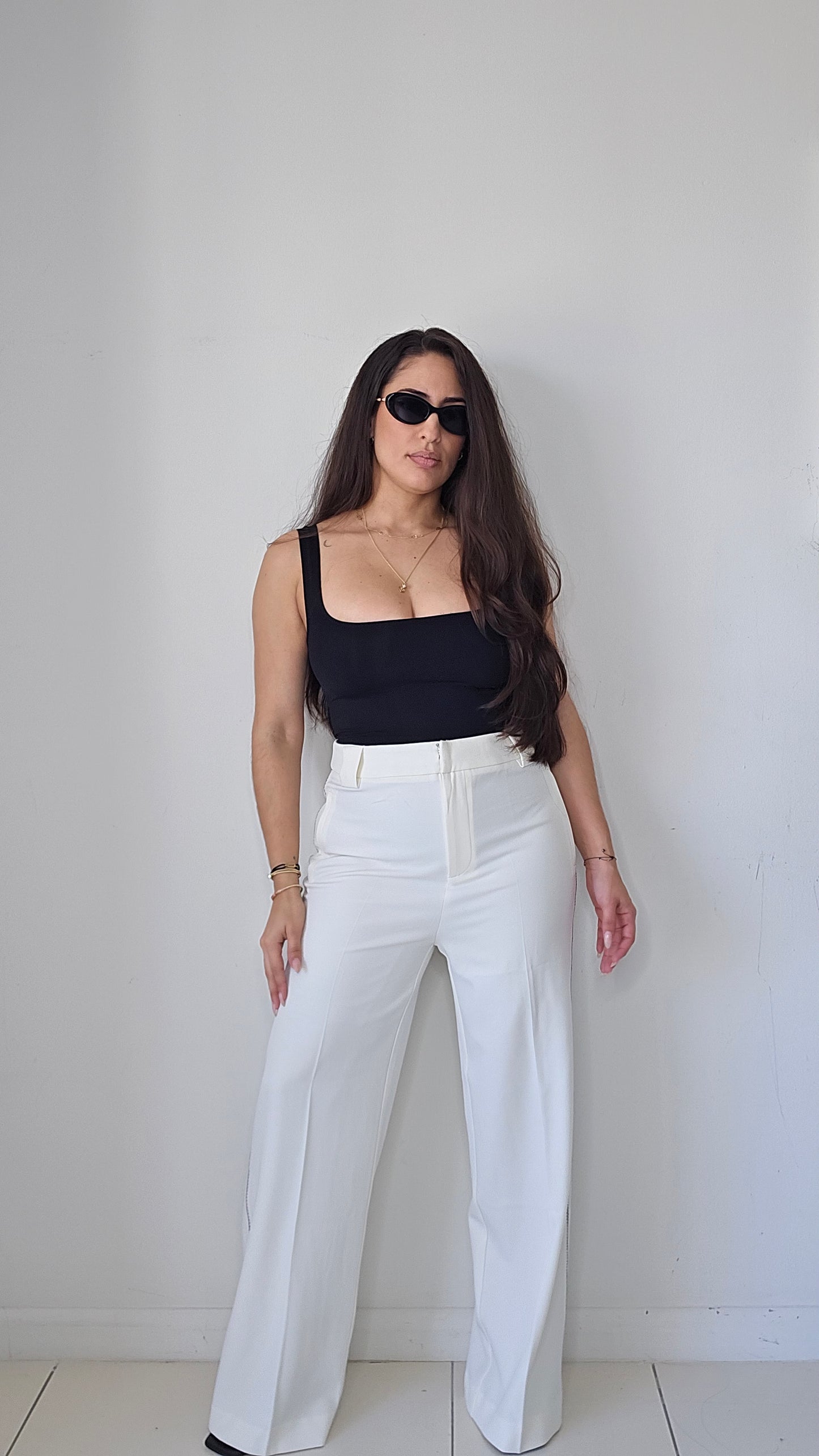 Contrast stitch straight leg trousers [FINAL SALE]