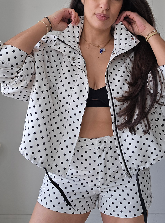 Polka dot Bomber Jacket and shorts set