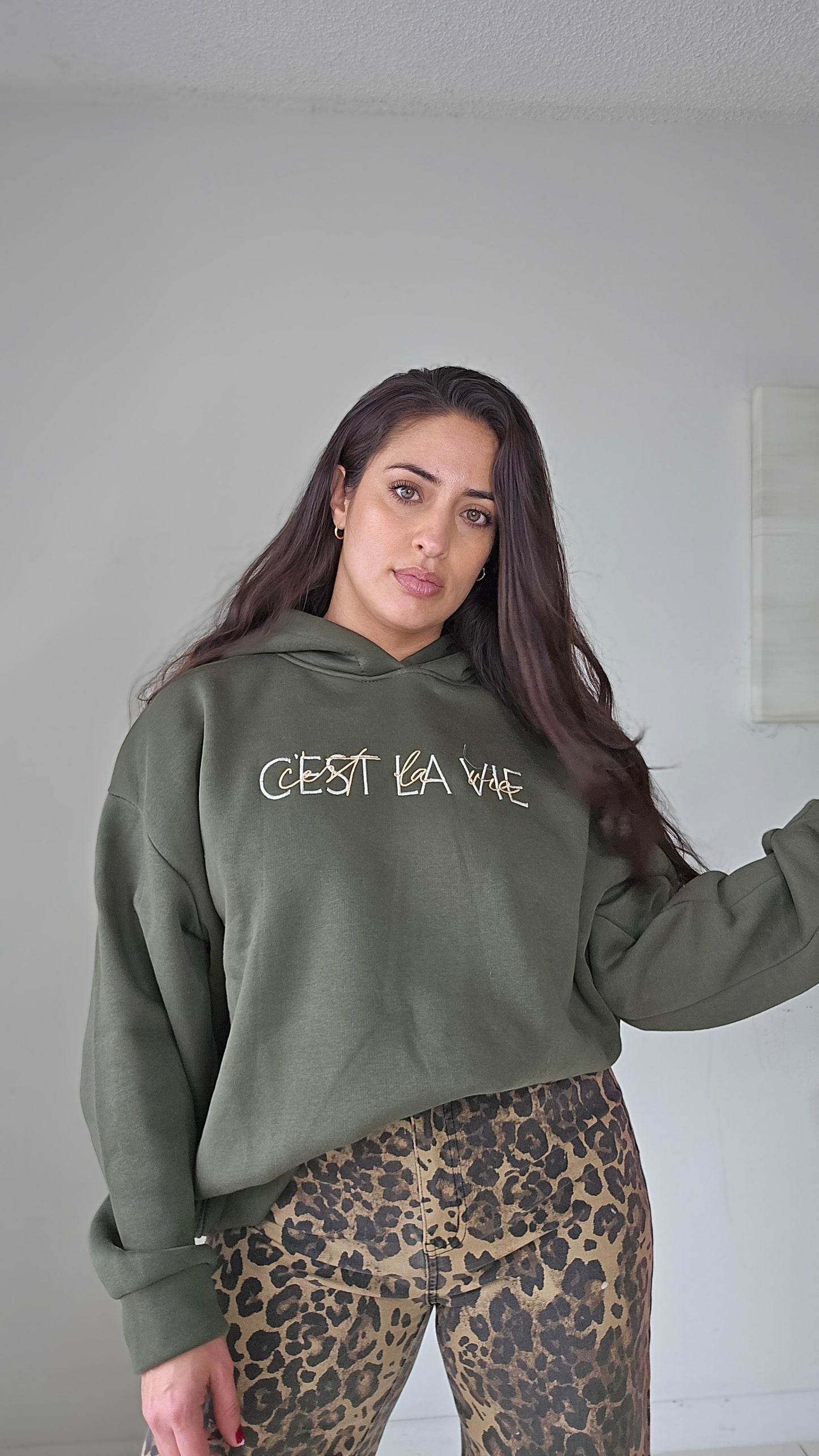 Cest La Vie green hoodie[Made in Italy]