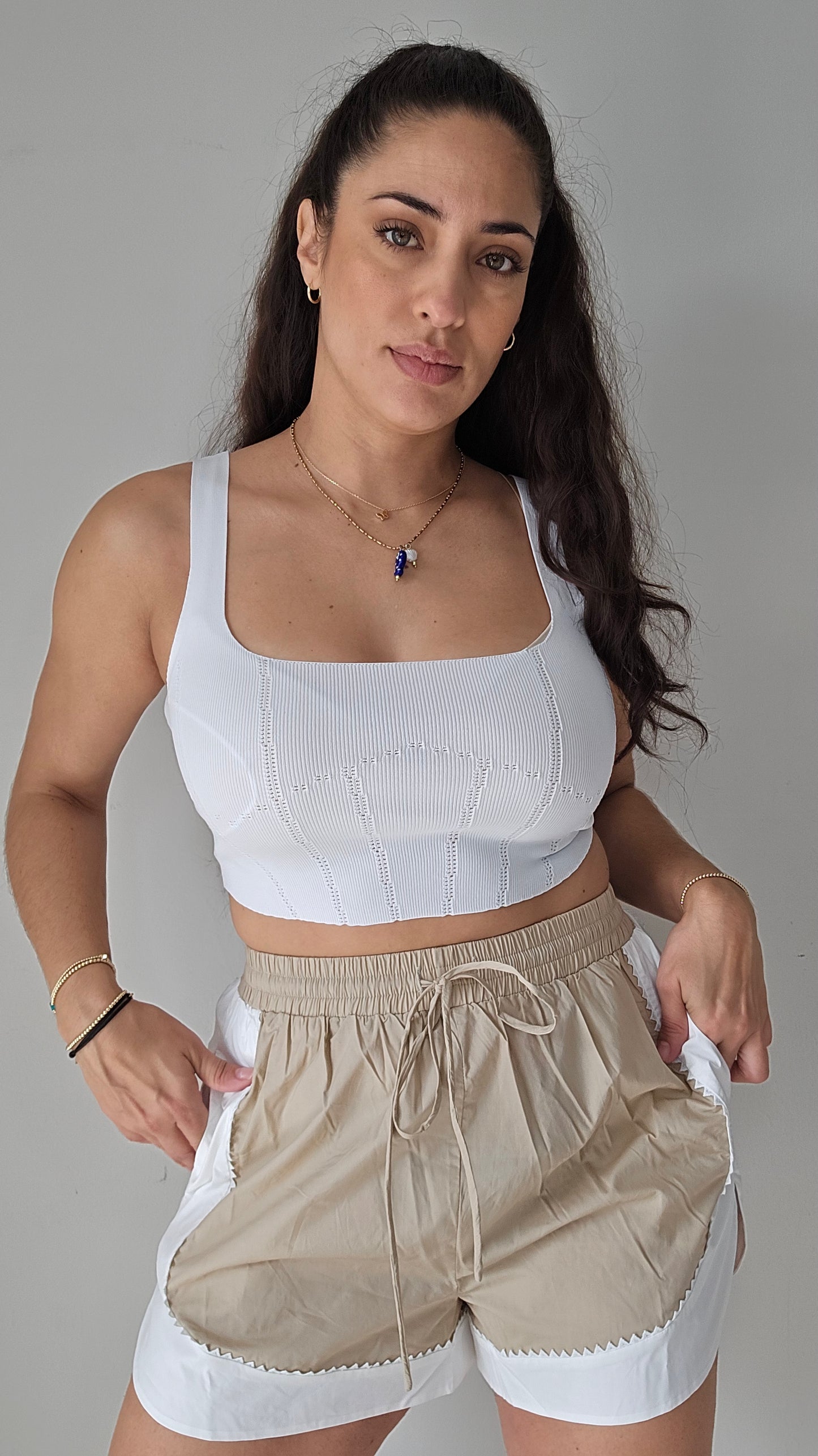 Croset crop knit top