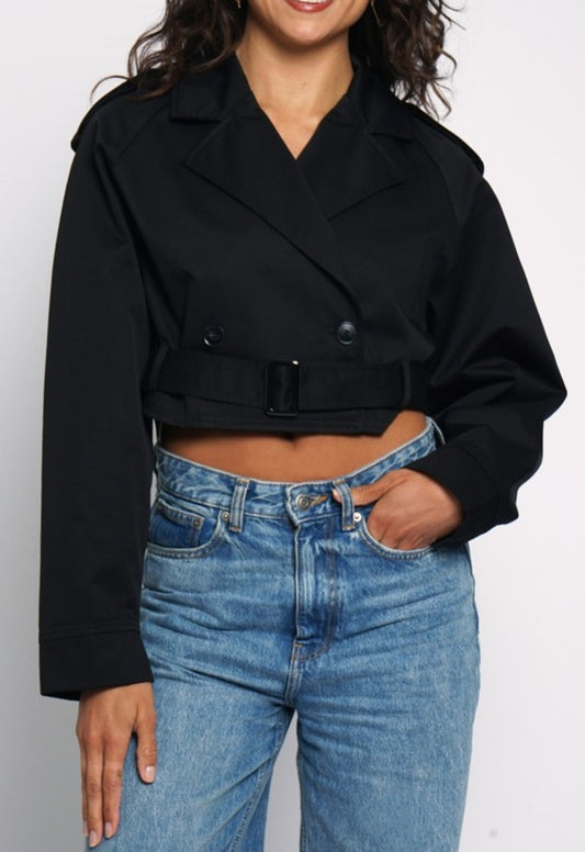 Cropped Black Trenchcoat