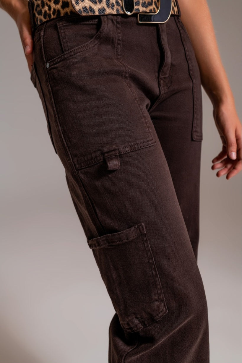 Brown straight leg jeans