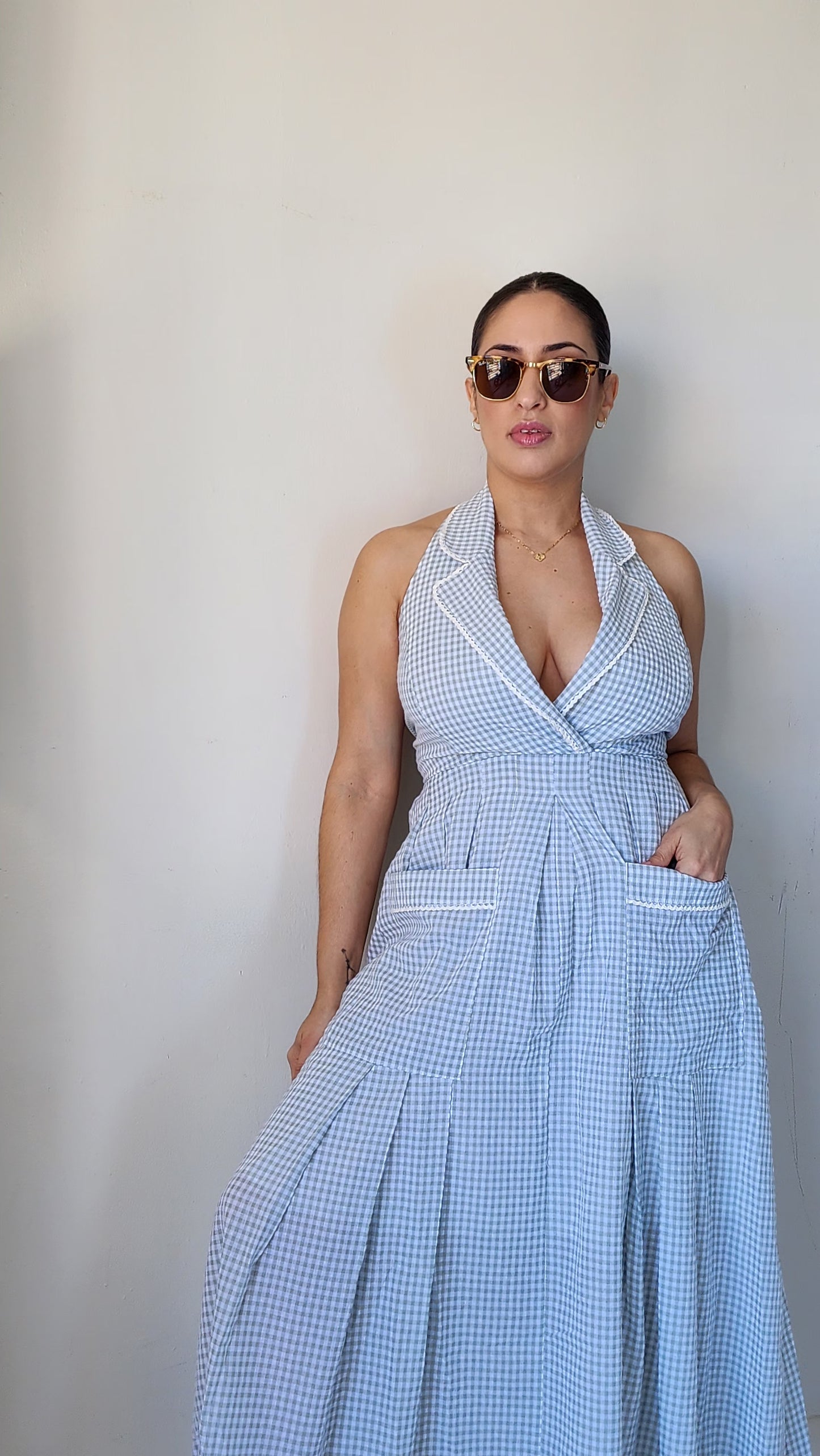 Gingham midi dress