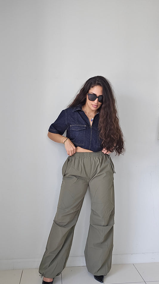 Olive mid rise pants
